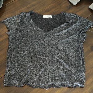 Gray Women's V-Neck Top